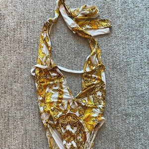 Sz S Gold Chain 1-Piece Swimsuit & Cover Up, Sz Sm